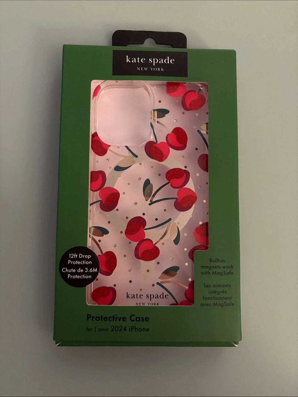 kate spade Pink Cherry Print Protective Case with Red Accents